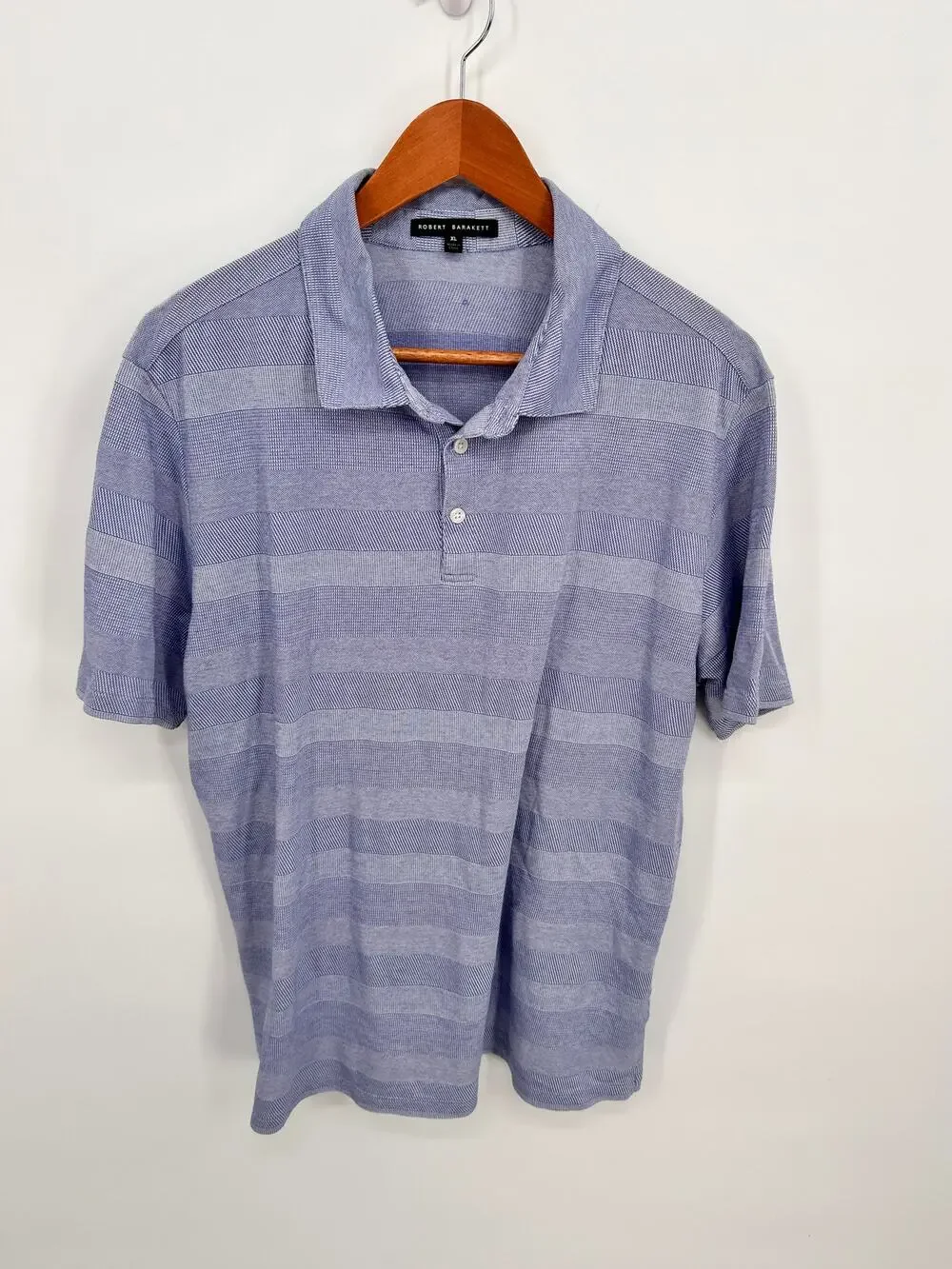 Robert Barakett Men's Blue Striped Cotton Polo // XL
